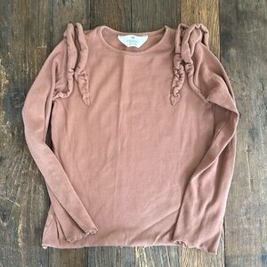 H&M Girls Ruffle Shoulder Long Sleeve T Shirt size 8/10